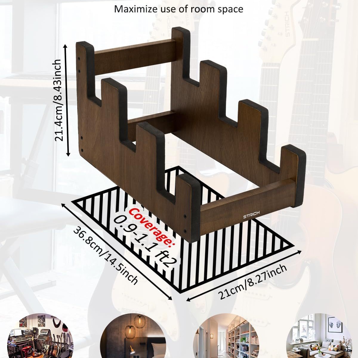 Energy Storage Rack - ชั้นวางกีตาร์ไม้แบบขั้นบันได, ชั้นวางโชว์เครื่องดนตรีไวโอลิน, ที่จัดเก็บกีตาร์ไฟฟ้าแบบหลายช่อง