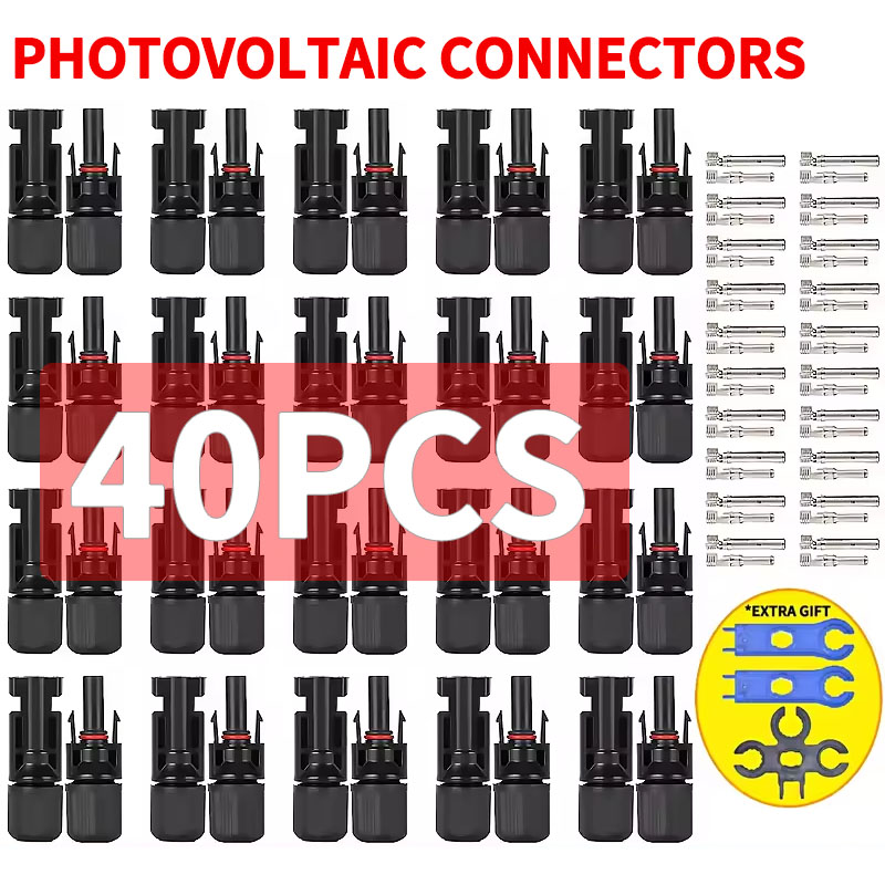 Solar Cable Mc4 Connector - 400/200/100/40/20/10 ชิ้นพลังงานแสงอาทิตย์ Solar Connector 1000V30A ขายส่งแผงตัวเชื่อมต่อชุดสําหรับ