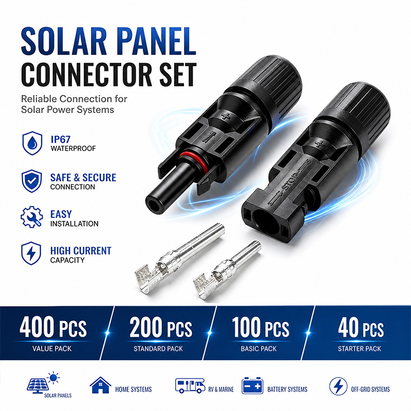 Solar Cable Mc4 Connector - 600/400/200/100/40/20 ชิ้นชุดเชื่อมต่อแผงโซลาร์เซลล์ 1000V 30A อะแดปเตอร์สายเคเบิล PV