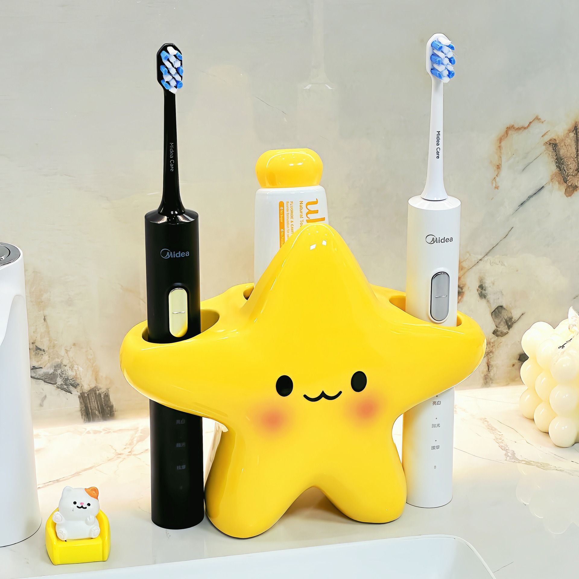 Energy Storage Rack - ที่วางแปรงสีฟันไฟฟ้าลายการ์ตูนน่ารักสำหรับห้องน้ำที่บ้าน ที่เก็บแปรงสีฟันแบบสร้างสรรค์ ที่จัดเก็บยาสีฟัน