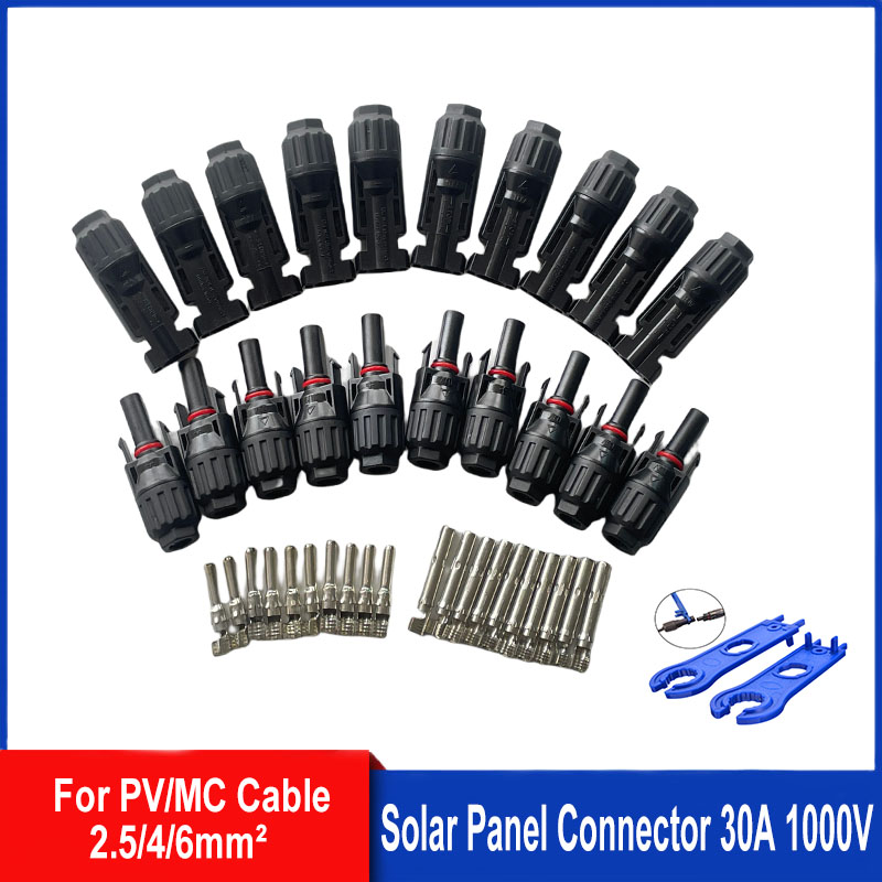Solar Cable Mc4 Connector - 5/10 คู่ตัวเชื่อมต่อพลังงานแสงอาทิตย์ PV ปลั๊ก 1000V 30A