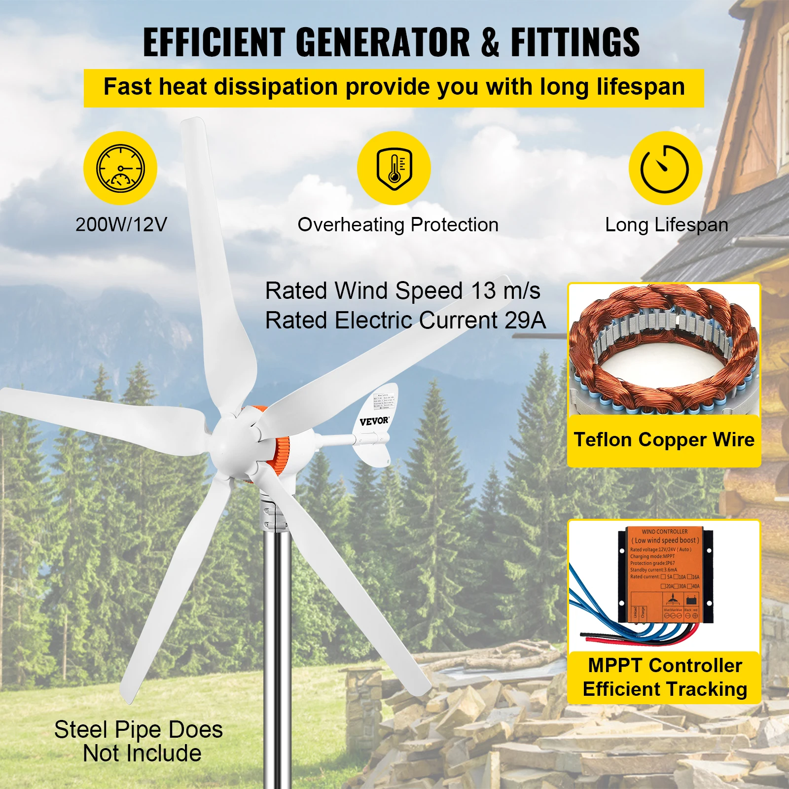 กังหันลมผลิตไฟฟ้าขนาดเล็ก 300W - Renewable Energy Use บทวิจารณ์และราคา